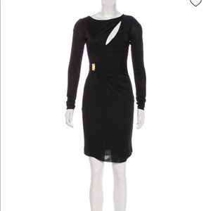 Emilio Pucci solid black dress with gold hardware